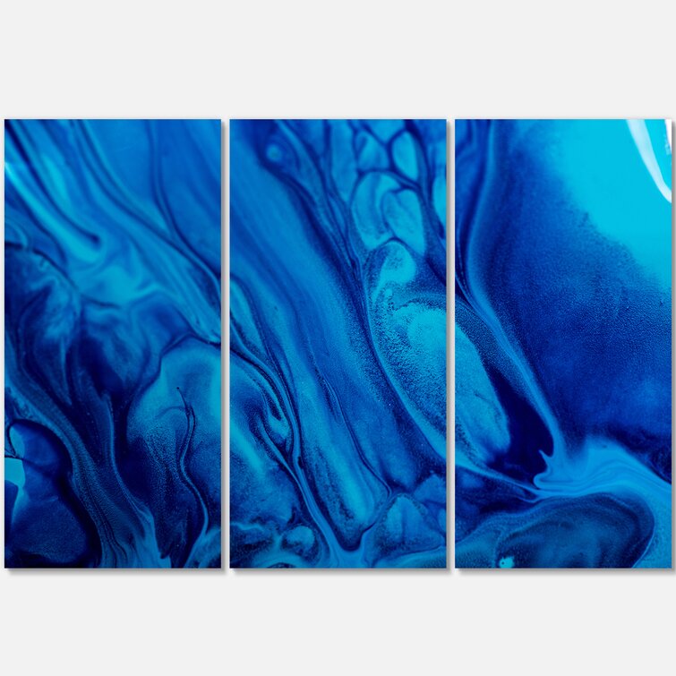 Bless international Light Blue Abstract Acrylic Paint Mix On Metal 5 Pieces  Painting