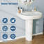 Lavabo sur pied rectangulaire en céramique blanc - 3 trous de robinet pour 8 pouces de large, avec trop-plein et dosseret