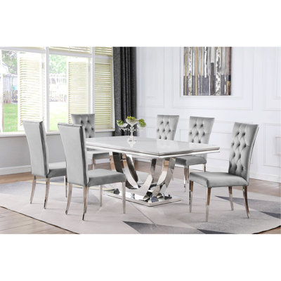7-piece Rectangular Dining Table Set, One Table with Six Chairs
