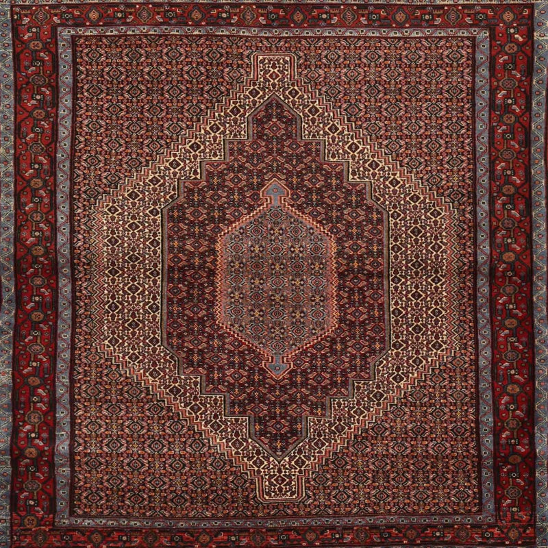 Tapis oriental orange / beige, Rond 8 pi
