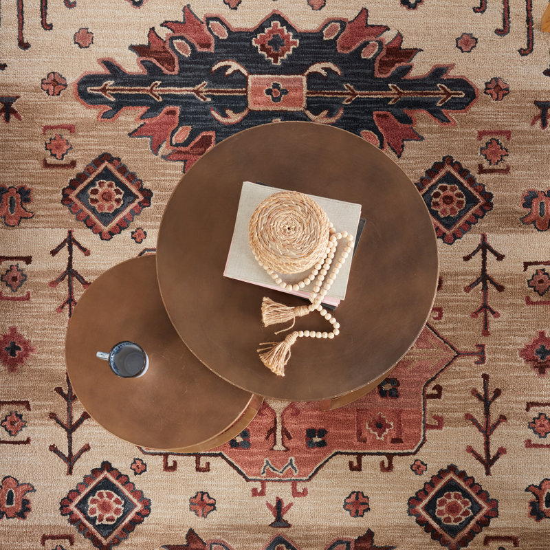 Tapis oriental beige en laine touffeté à la main, Rectangle de 5 pi x 8 pi