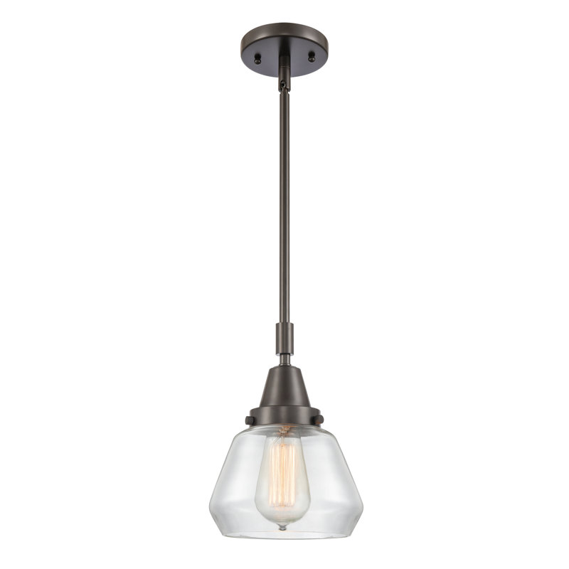 Luminaire suspendu conique à 1 lumière Cahn, Transparent, Bronze huilé, Ampoule non incluse