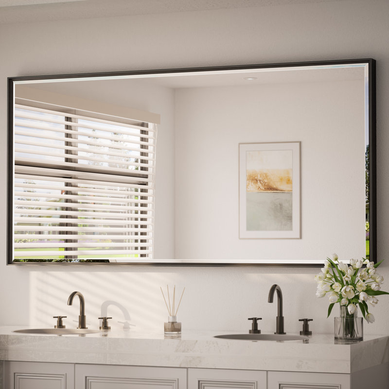 Miroir de salle de bain Areiona, Noir, 36 po x 72 po