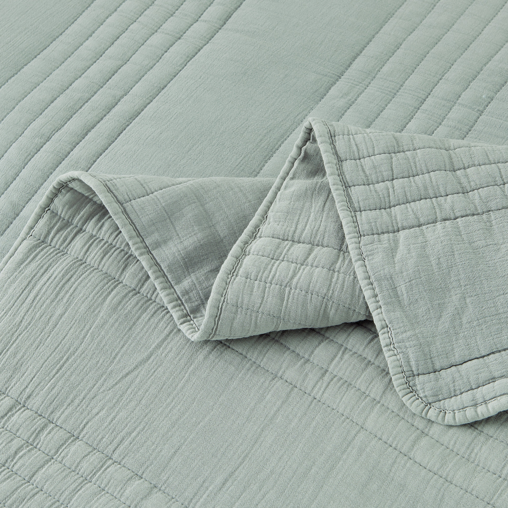Cotton Quilt Set, Canary Green, Twin Quilt + 1 Standard Sham