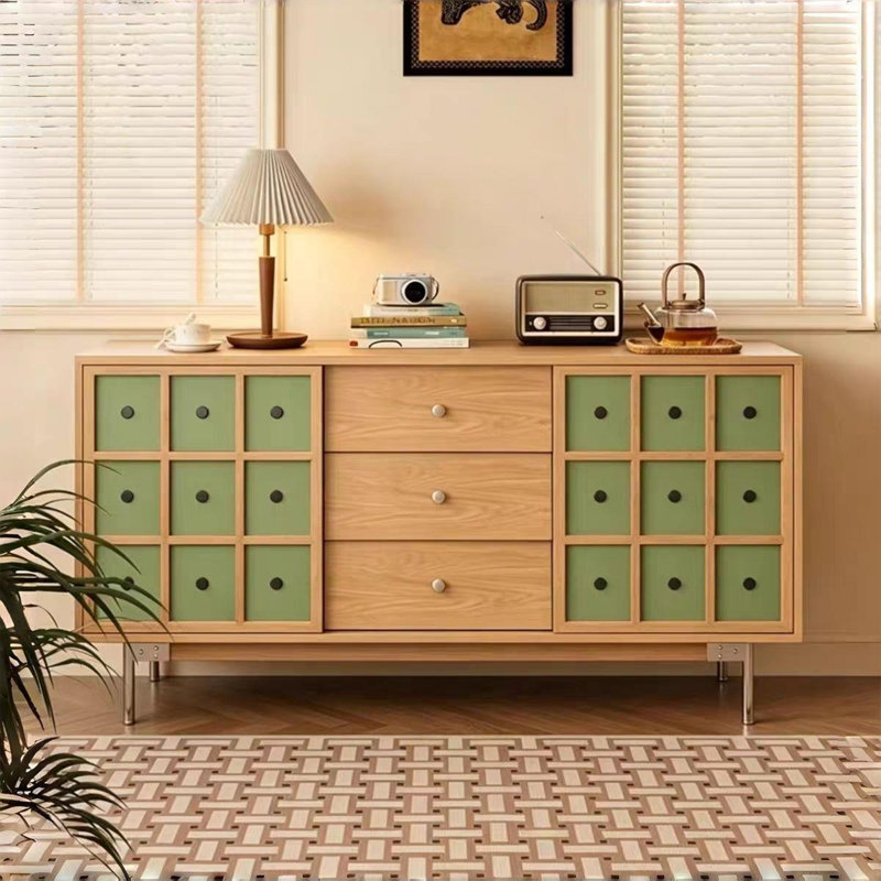 Table de buffet diagonale à blocs de couleur, H 32,28 po x l 59,06 po x P 17,32 po
