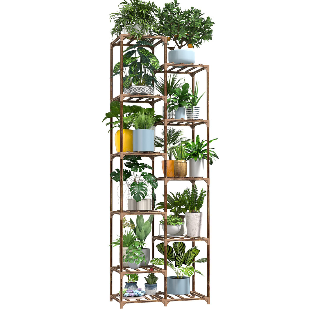 60''/170Cm Tall Wooden Plant Shelf 11 Tier Flower Stand Garden Shelves Display Rack Holder