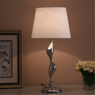 Lampe de table argentée 24 "Erte Art Deco Silhouette