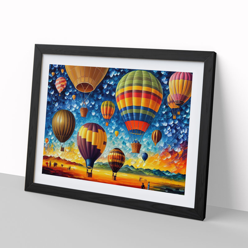 Colourful Hot Air Balloons Vol.4 - Print, 25cm H x 34cm W x 2cm D, Black Framed