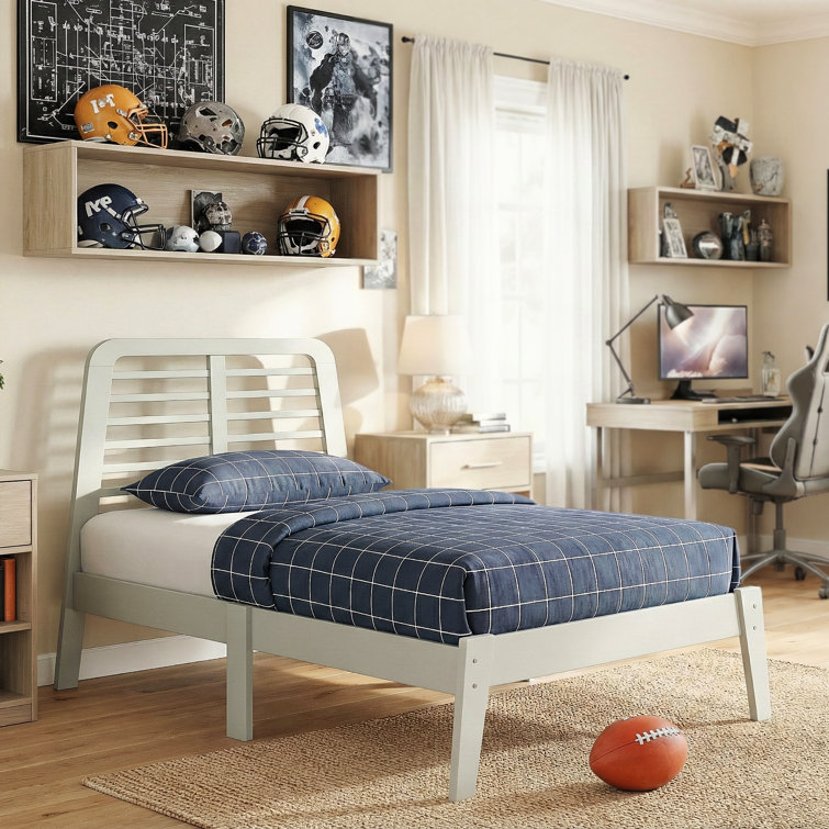 Allyannah Bustillo Modern Solid Wood Twin Platform Bed with Headboard