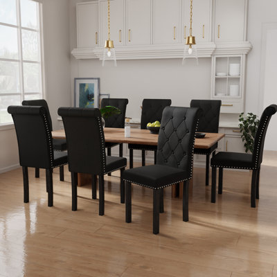 High-Back Tufted Nailhead Upholstered Dining Chairs Side Chairs (Set of 8)