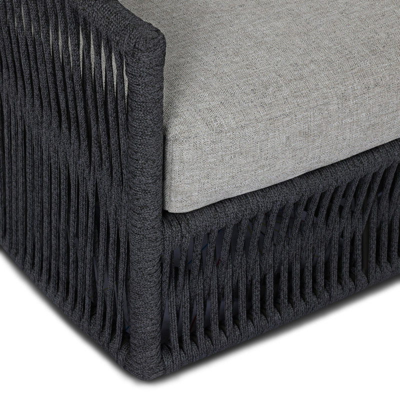 Porto Outdoor Swivel Lounge Chair, Alessi Slate, Thick Dark Gray Rope