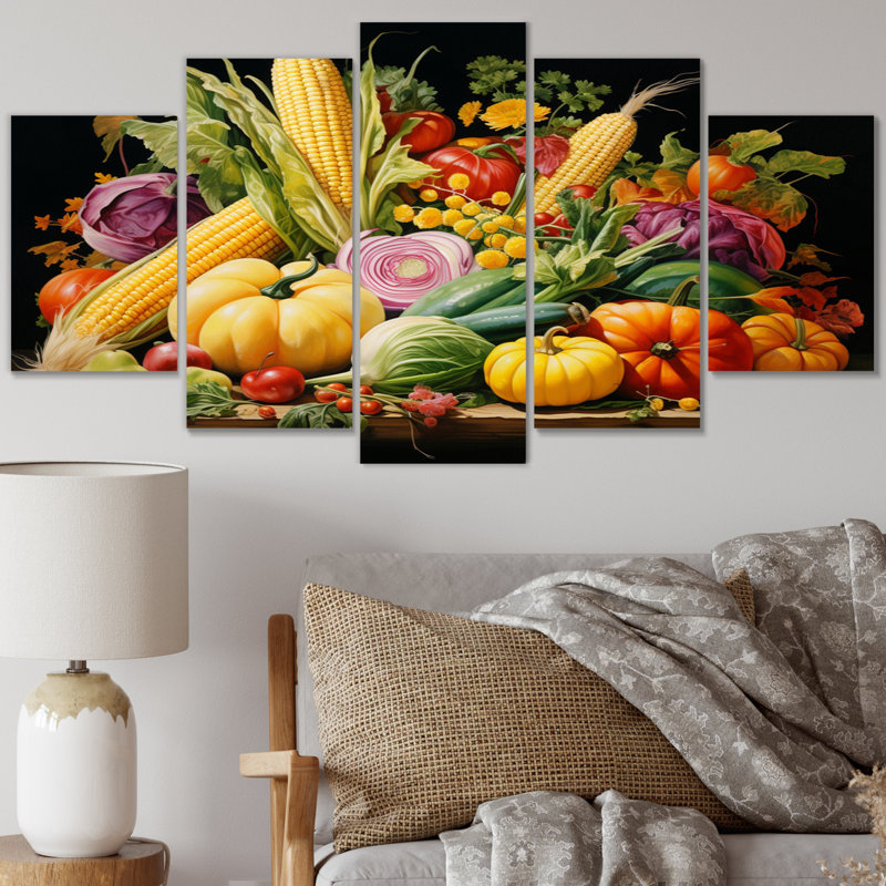 Légumes, nourriture vibrante I sur toile, reproduction de 5 pièces