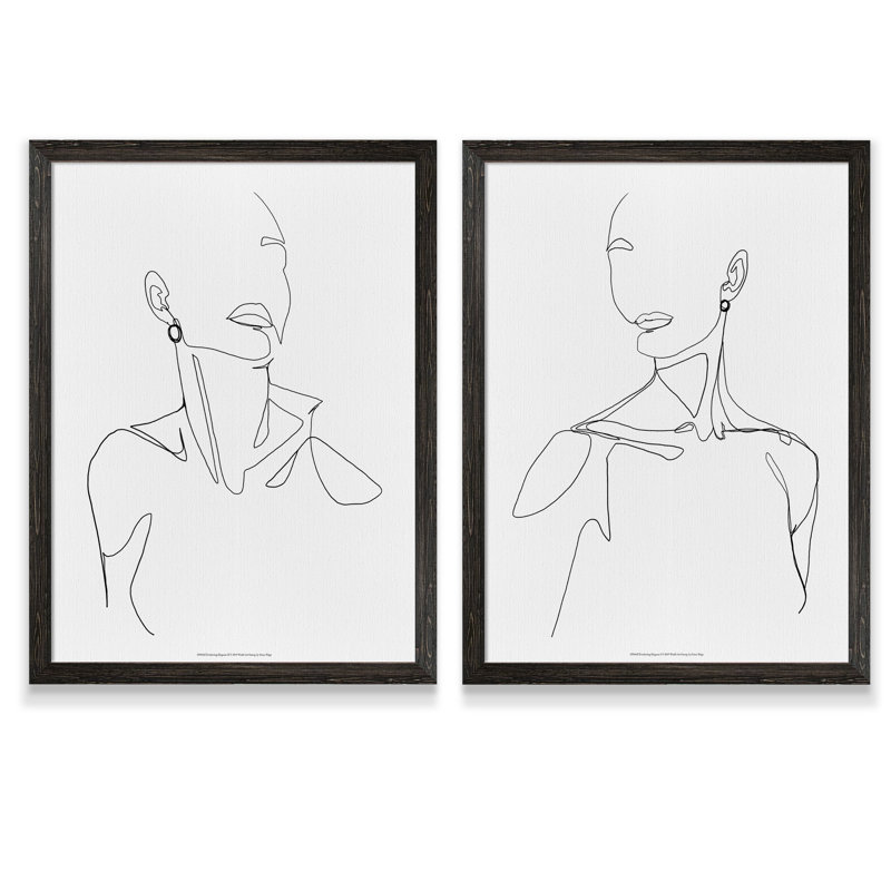 «Everlast Elegance I» par Vincent Van Gogh - ensemble de 2 reproductions de dessins encadrés, H 24 po x l 18 po x P 1,25 po