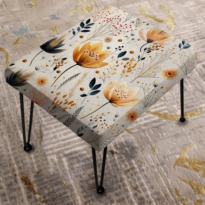 Cottage Elegant Yellow Floral Meadows - Repose-pieds rectangulaire floral