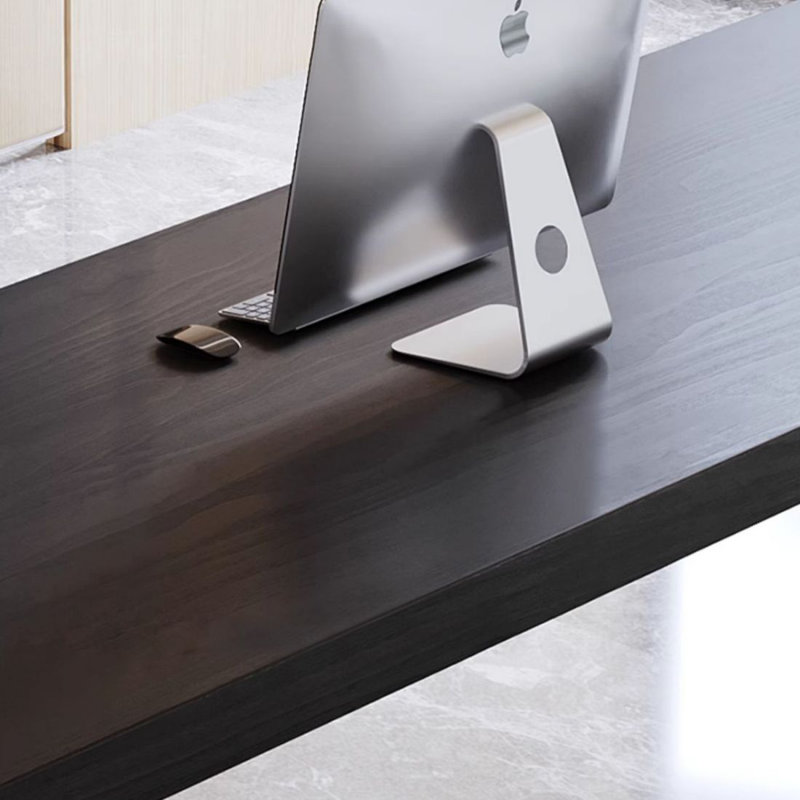 Bureau de direction en bois massif noir en forme de L, Oui, 29,53 po H * 78,74 po L * 55,12 po P