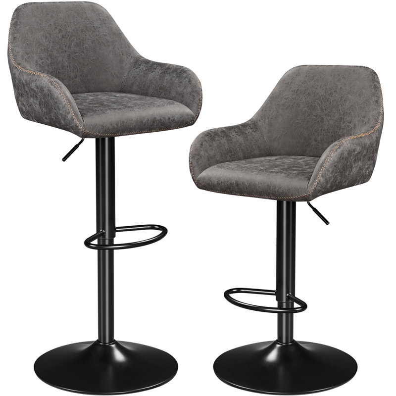 Rotatable and Height-adjustable  Bar Stool, Grey