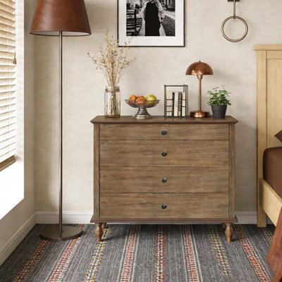 Large 4-Drawer Chest with Solid Wood Foot