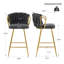 Chaise de bar en lin de conception moderne avec pieds hauts et tabouret, convient au café-bar, ensemble de 2-428129681