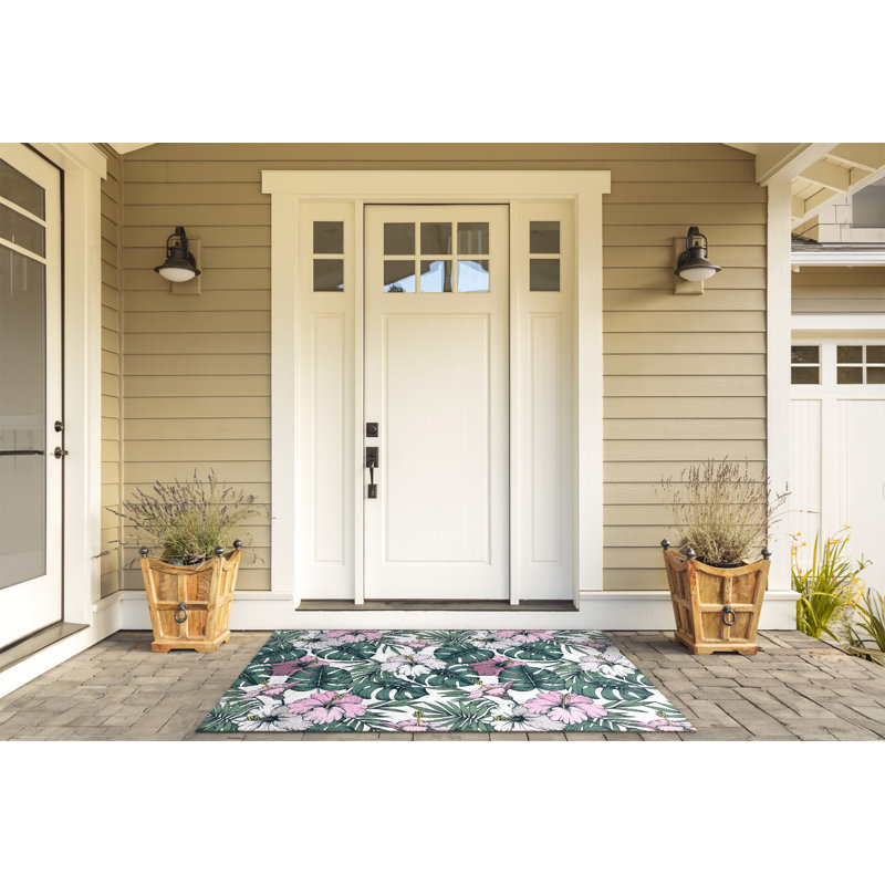 Non-Slip Floral Outdoor Doormat
