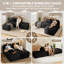 Canapé convertible désossé, canapé modulaire flexible 4-en-1 avec méridienne réglable et assise profonde, conception modulaire rembourrée pour le salon, comprend 2 coussins, aucun assemblage requis, noir-1250137185