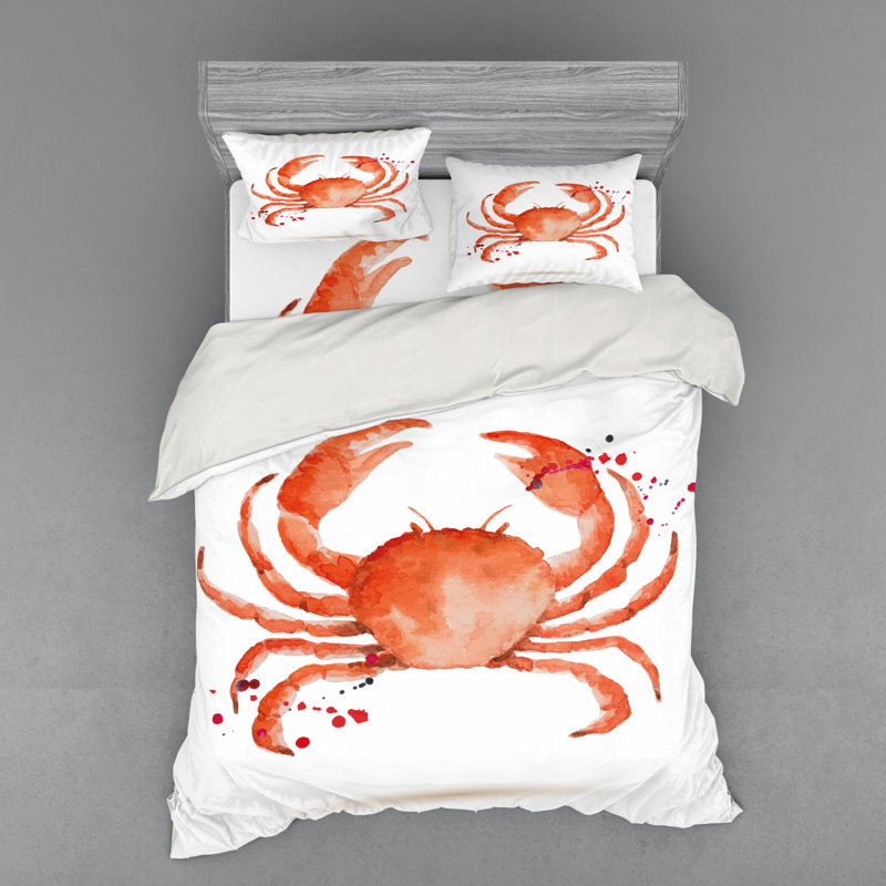 Crabs Coastal Polyester Duvet Cover, Queen Duvet Cover + 3 Additional Pieces