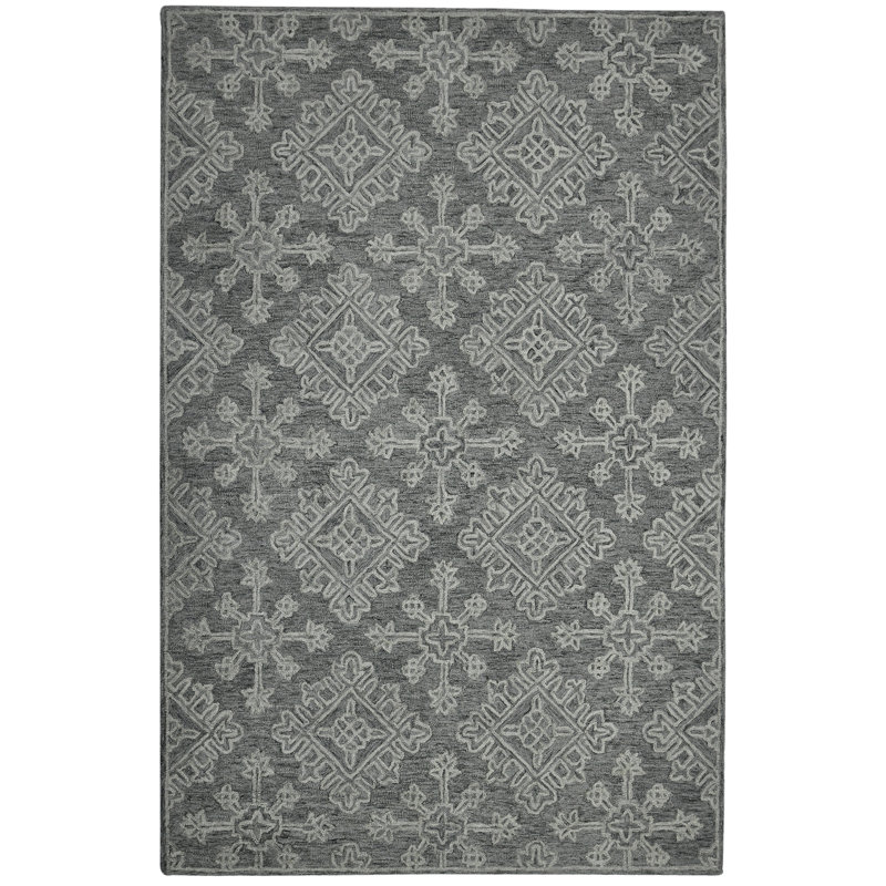 Tapis géométrique en laine naturel touffeté à la main Laurent, Rectangle 8 pi x 11 pi