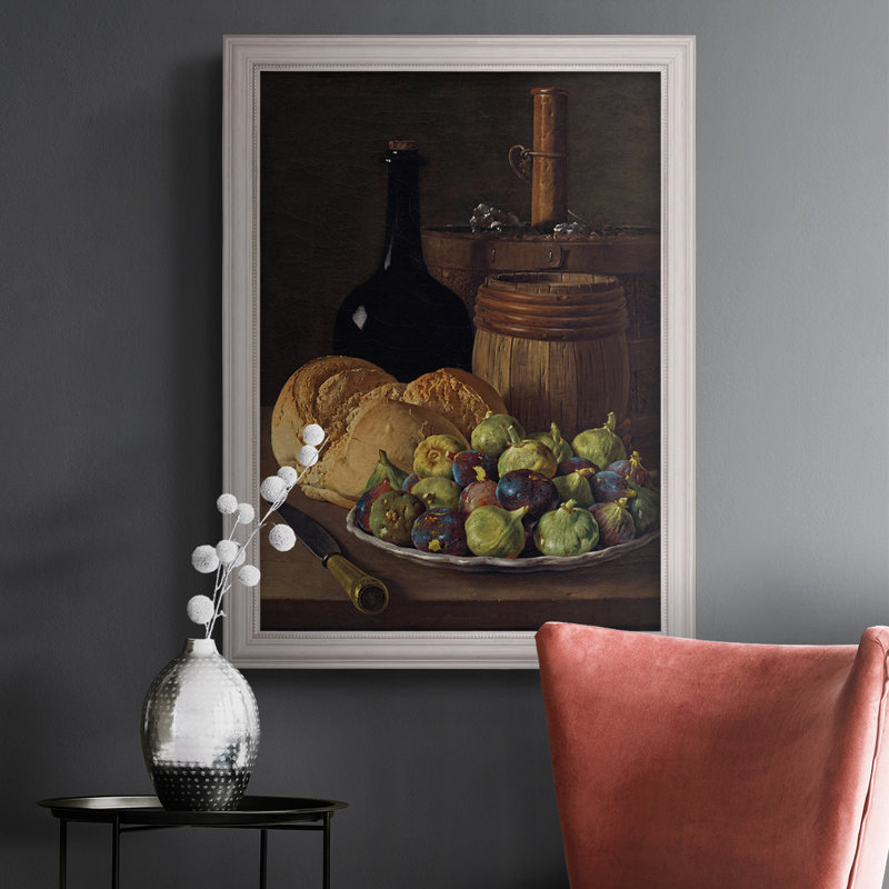 Nature morte avec des figues et du pain - reproduction de cadre photo, H 20 po x l 16 po x P 2,5 po