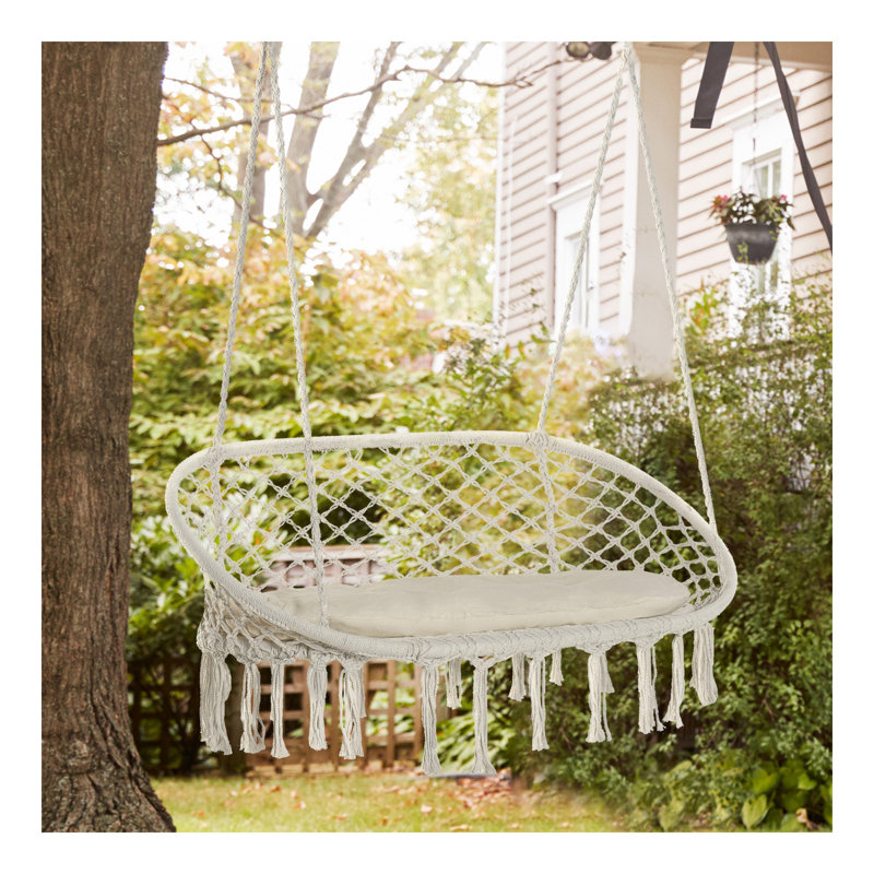 Balancelle en macramé pour 2 personnes Outsunny, Blanc