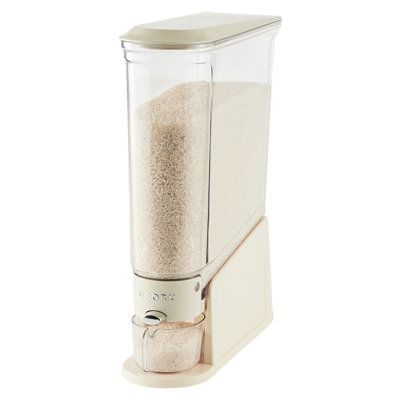 Cereal Storage Container, Rice Dispenser for Kitchen Organization, Slim Grain Storage Container with Push-Button (22 Lbs,White)