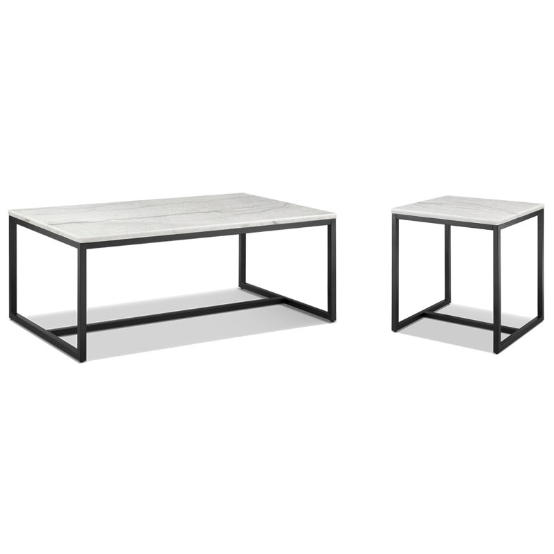Petersburg Rectangular Cocktail Table With End Table, 2 Pieces: Coffee Table, End Table