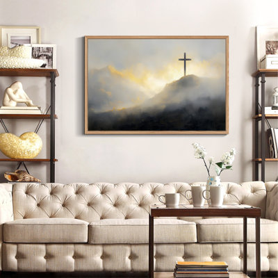  Art mural sur toile encadré de Pâques - source d'inspiration printemps, décoration murale, œuvre d'art croisée pour embellissement de maison spirituelle, cadre flottant, 18 po x 24 po