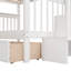 Lit superposé d'escalier de chambre à coucher en blanc, double - au-dessus de double, tiroir, rangement, barrière de sécurité, pieds en pin massif, assemblage avec outils blanc pour la chambre à coucher, rangement sécuritaire avec accès par les es