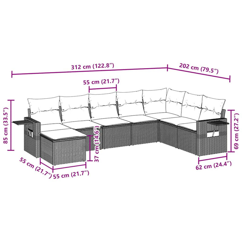 Ensemble de canapé de jardin Vidaxl