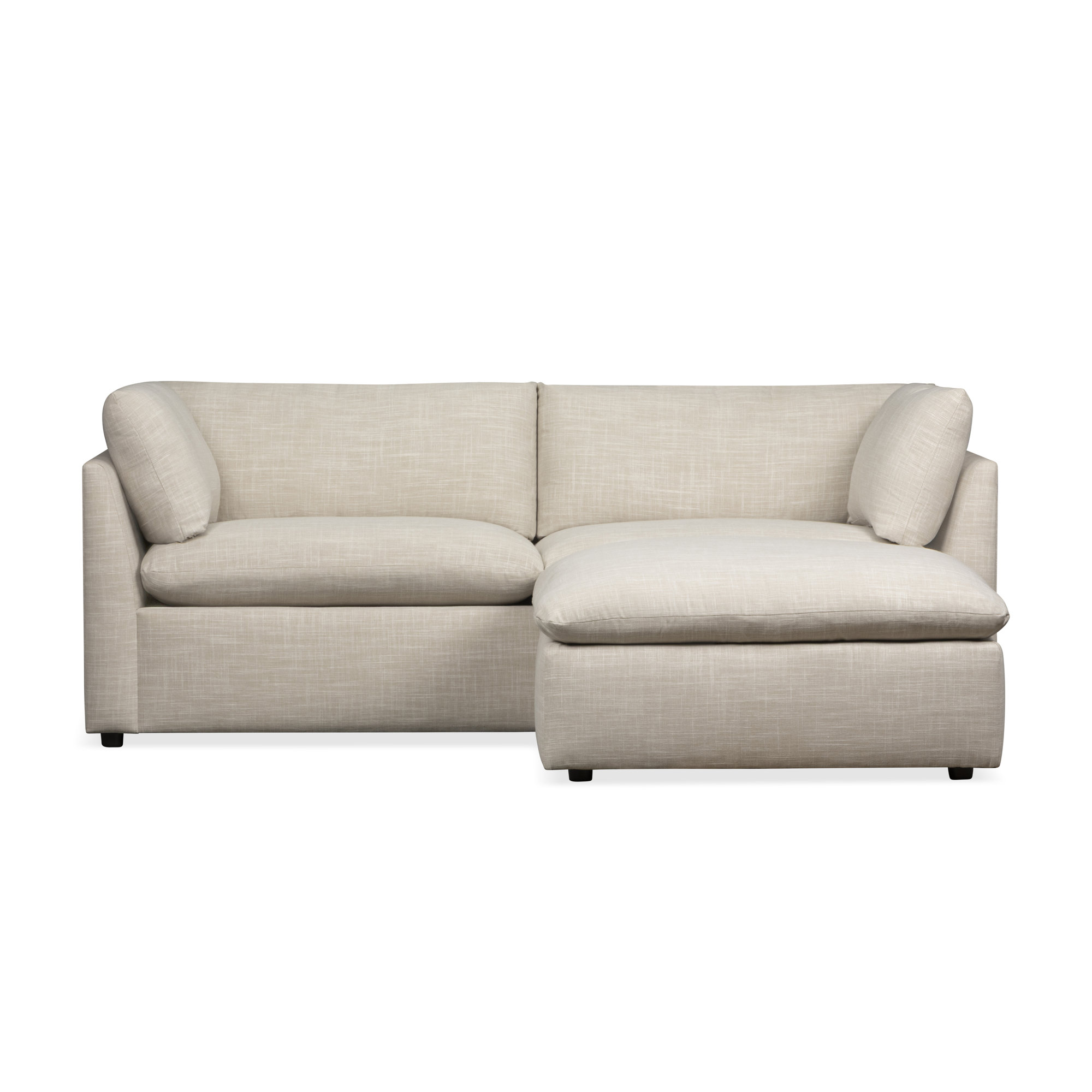 Kallie Upholstered Sofa With Ottoman, Lena Sand Performance Linen Blend