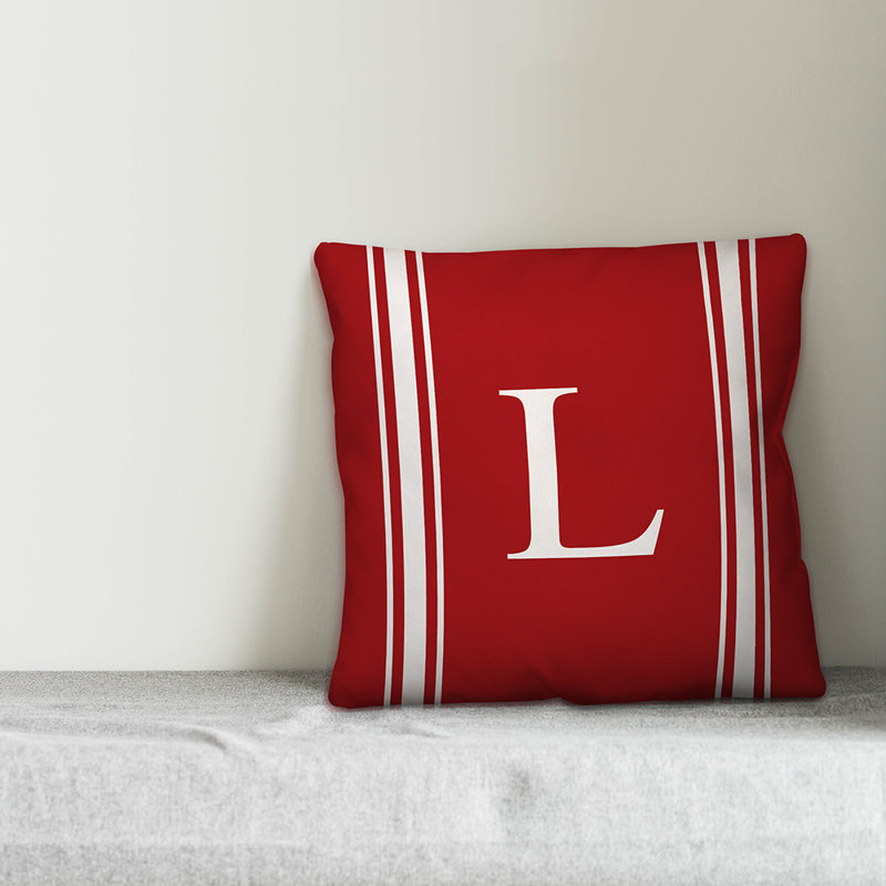 Striped Throw Pillow, L, Red