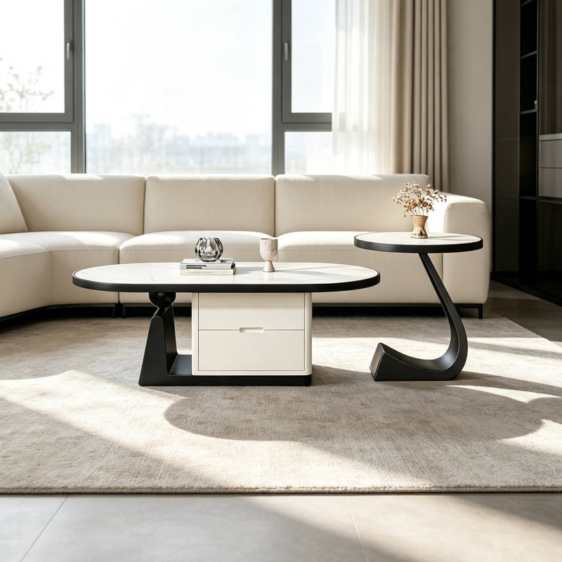 Table basse Cozy Living, H 15,74 po x l 51,18 po x P 27,55 po, Gris / Noir