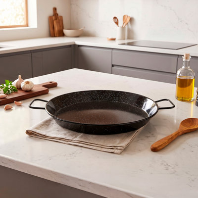 Poêle à paella en acier émaillé 12 pouces Magefesa - 30 cm - 4 portions, idéale pour cuisiner à l'extérieur et préparer votre propre paella valencienne traditionnelle, facile à nettoyer
