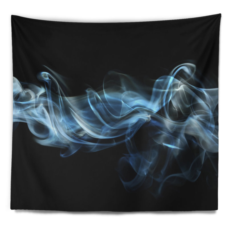 Corwin - fumée bleue abstraite - tapisserie noire, H 32 po x l 39 po