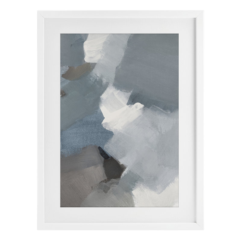 «Stormy Gray», reproduction abstraite encadrée sous verre, conception de Lanie Loreth, Cadre blanc côtier, H 23 po x l 17 po