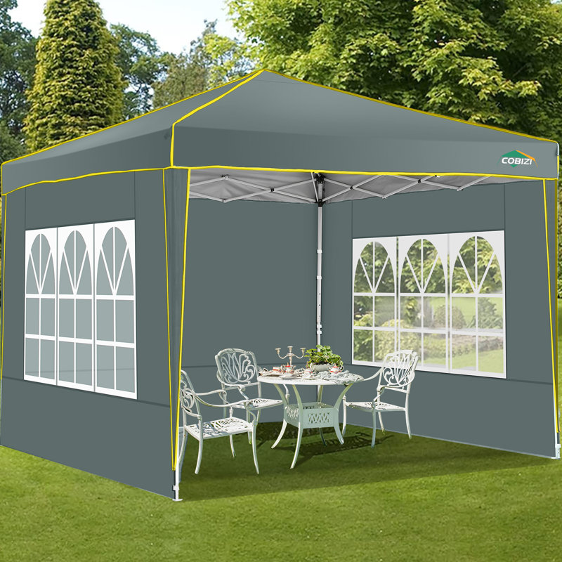  10' x 10' Pop up Canopy, UV and Rain Resistant Canopy Shelter with 4 Removable Sidewalls and Sandbags, Outdoor Canopy with Carry Bag for Grass, Beach and Camping