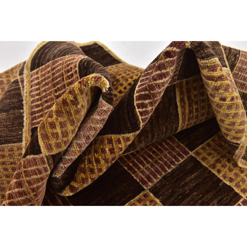 Tapis de zone en laine 4 pi 8 po x 6 pi 6 po one-of-kind noué la brown Nash