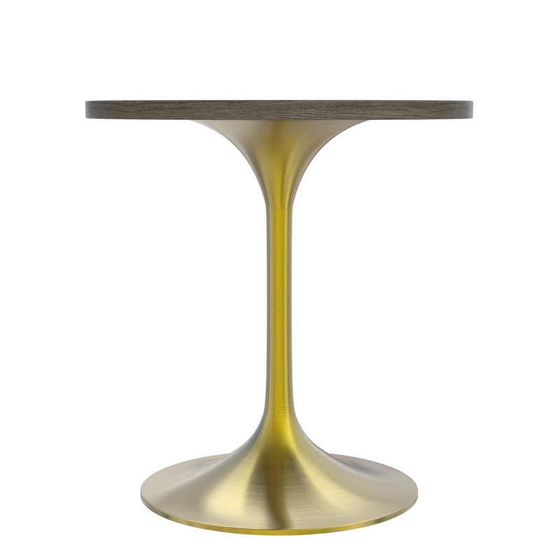 Basingstoke 27" Round Dining Table with MDF Top and Gold Stainless Steel Pedestal Base Kitchen Table Seats 2-4 Person