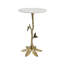 Table d'appoint Leafy Branch avec plateau en marbre blanc et base en aluminium doré, table d'appoint ronde de 14 po