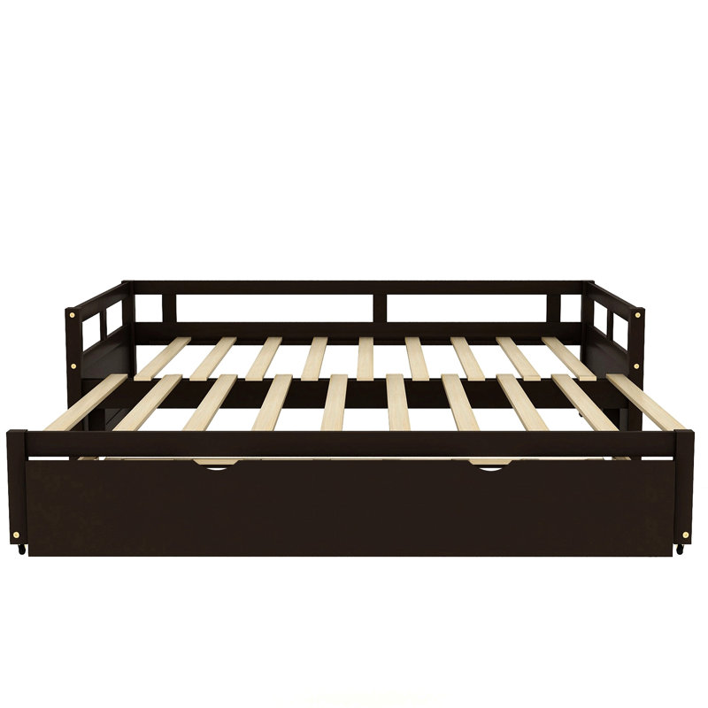 Extending Daybed With Trundle, Wooden Daybed With Trundle, Brown