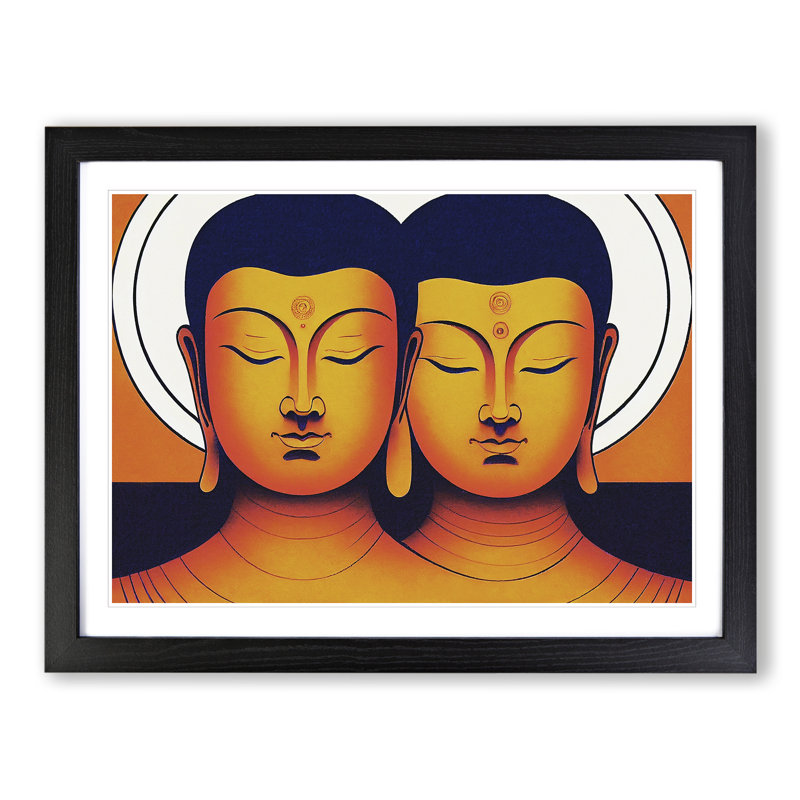 Two Buddha - Framed Print, Black Framed, 46cm H x 64cm W x 2cm D