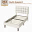 Size Modern Upholstered Bed Frame with Adjustable Square Tufted Headboard-99170189-124527903