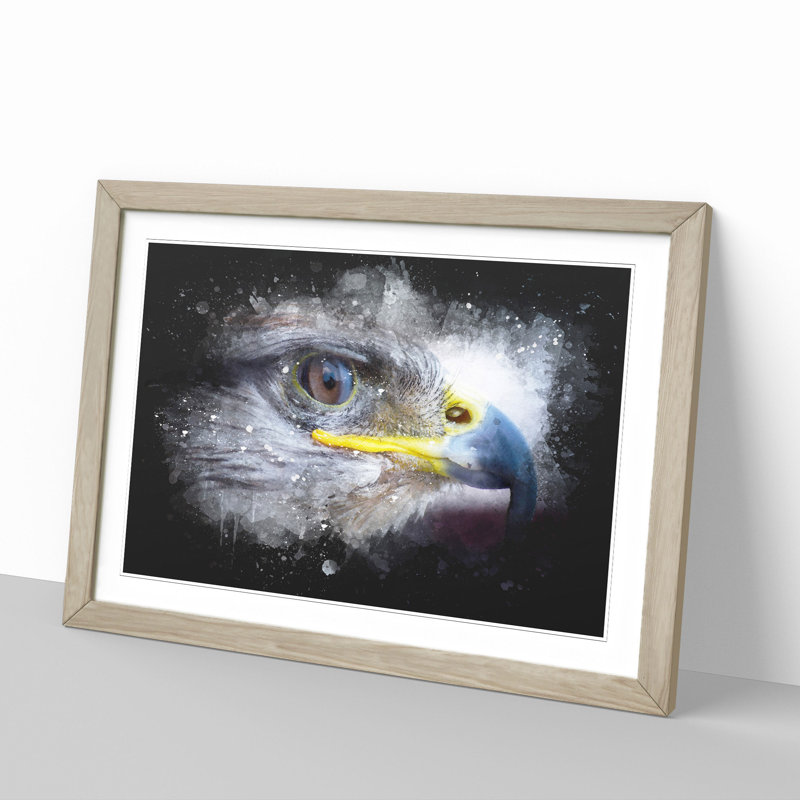 Golden Eagle Vol.4 - Picture Frame Painting, 65cm H x 90cm W x 2cm D, Oak Framed
