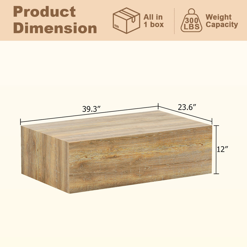 Table basse en bois, Bois jaune clair