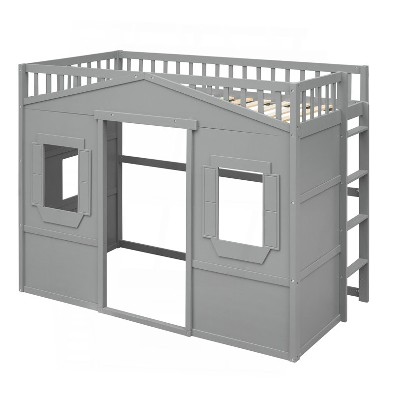Lit mezzanine simple avec échelle - gris