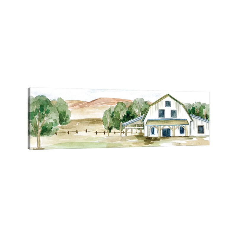 Farmhouse Landscape 1 Piece Wrapped Canvas Panoramic Wall Art, 152.4 cm H x 50.8 cm W x 3.175 cm D